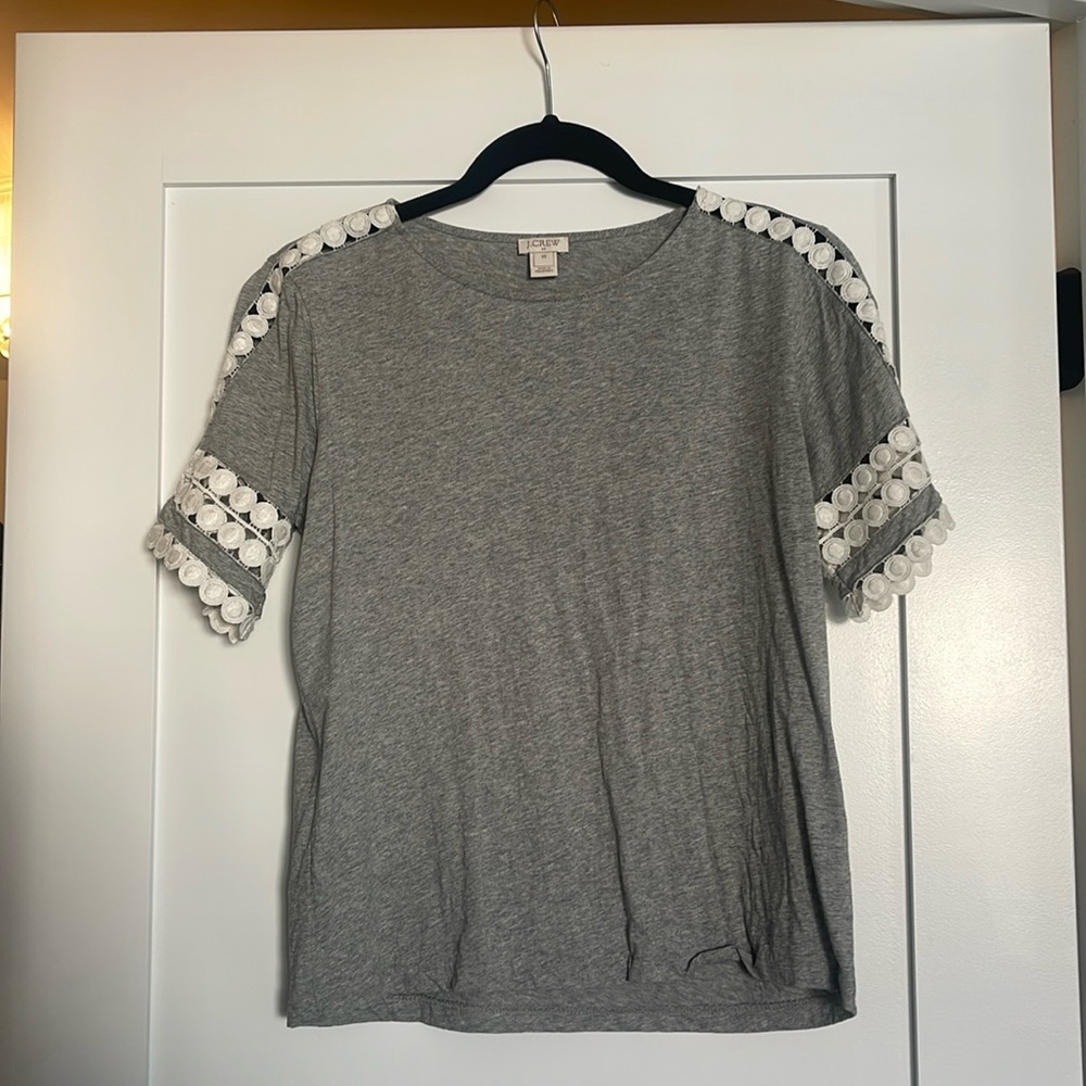J Crew Gray & White Short Sleeve T Shirt